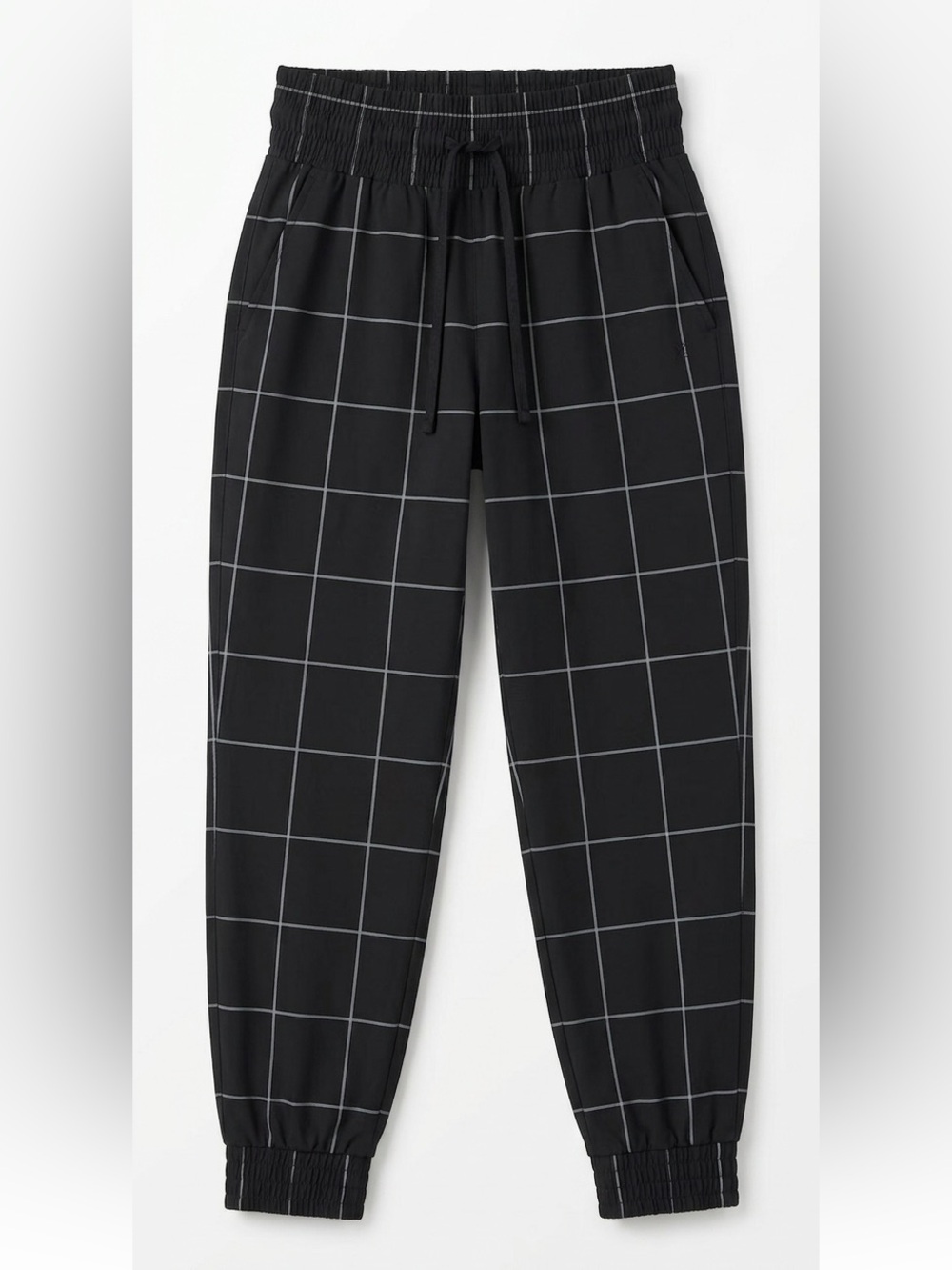 Albion Fit Black Windowpane Destination Joggers